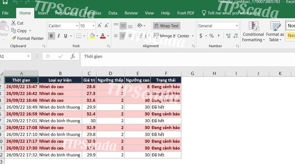 xuất excel dư liệu nhiệt độ